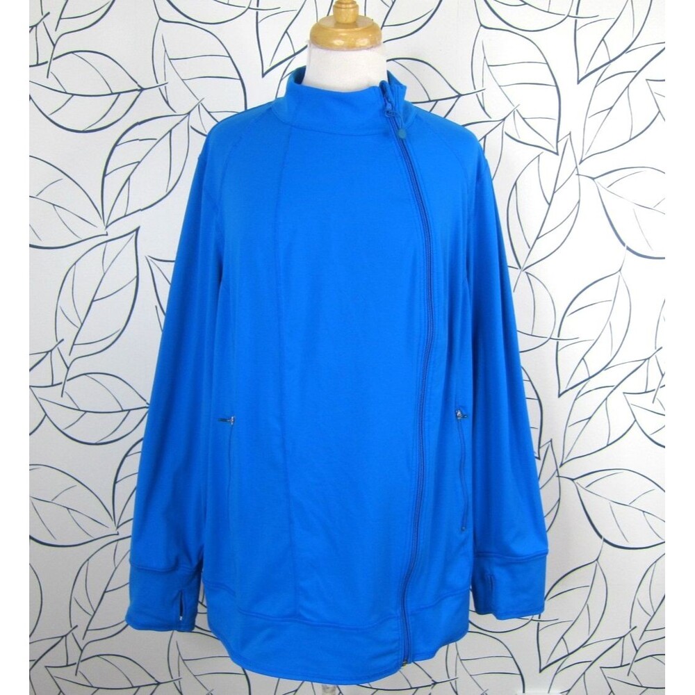 LIVI Active Jacket Women’s Size 22/24 Blue Casual Activewear Asymmetric Zip